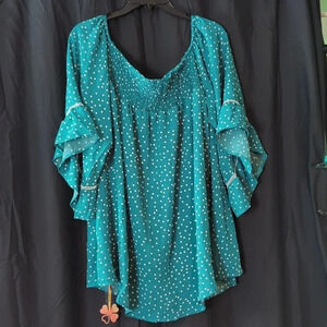 💖NWT Off the Shoulder Teal Top XL